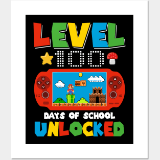 Level 100 Days Of School Unlocked Gamer Video Games Boys Posters and Art